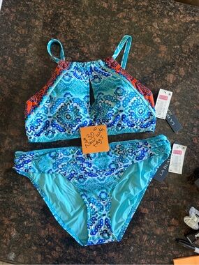 La Blanca women Turquoise & Blue Paisley Two-Piece Bikini